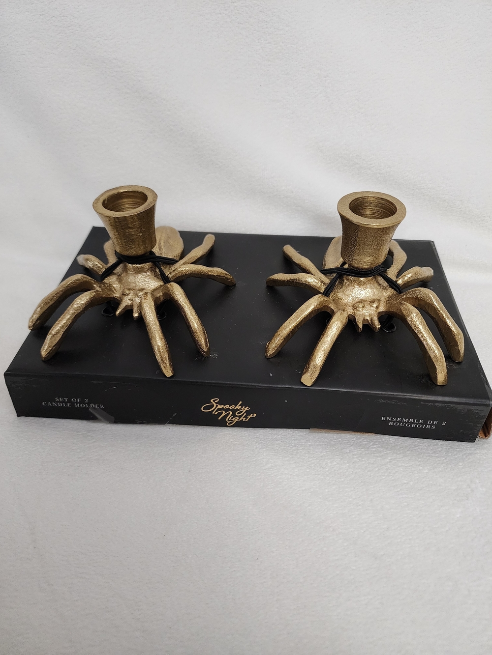 Gold Spider Candle Holders - Set of 2